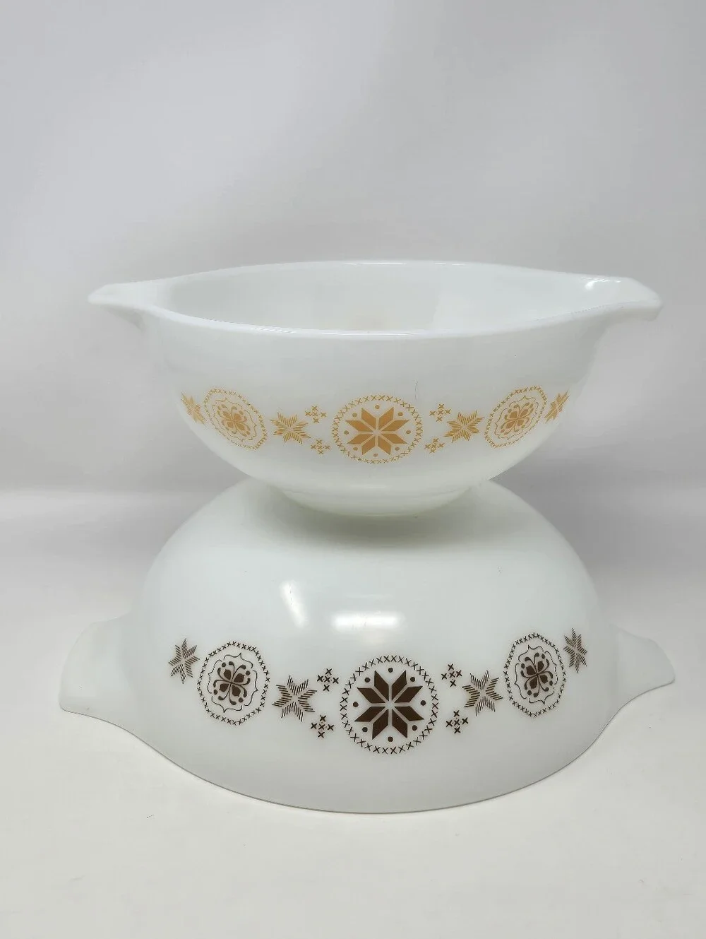 VINTAGE PYREX TOWN & COUNTRY CINDERELLA BOWL #444 #443 CASSEROLE DISH SET OF 3